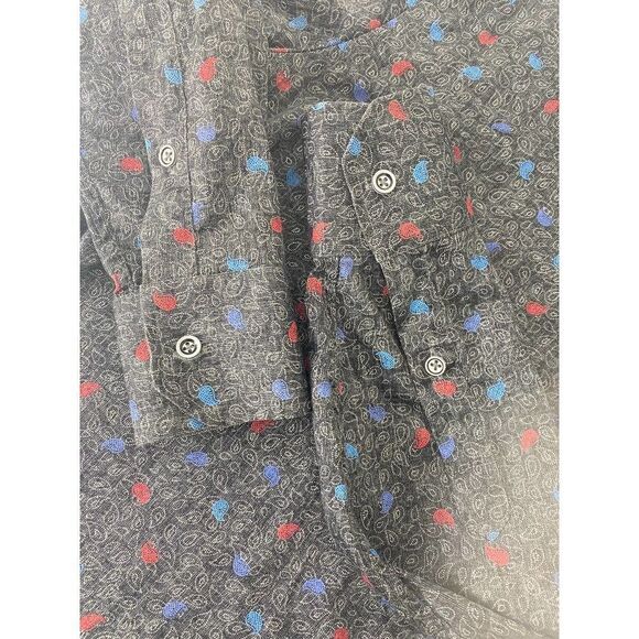 Mizumi Collezion Button Down Shirt Contrasting Cuffs & Collar Paisley - Large - Picture 10 of 11